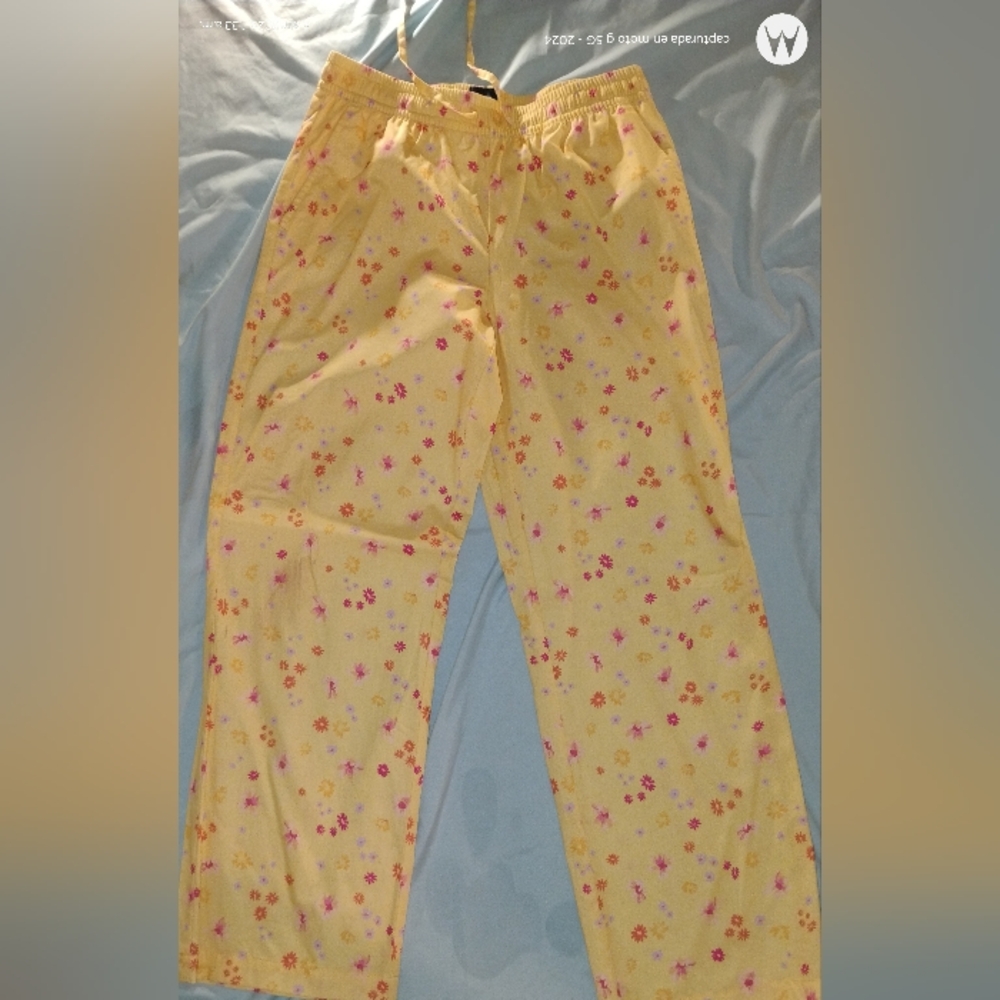 GAP Yellow Floral Lounge Pants with Pink & Purple Accents